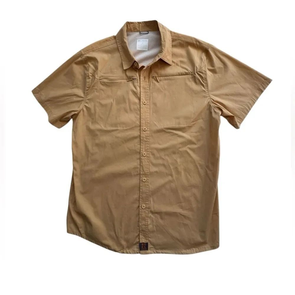 Reel Legends Button Down Shirt Gold Yellow Short Sleeves SZ M NWOT